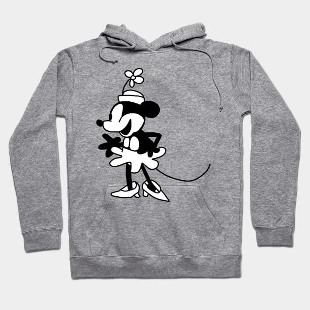 Chatty Cartoon Girl Mouse in Steamboat Willie Hoodie by ellenhenryart